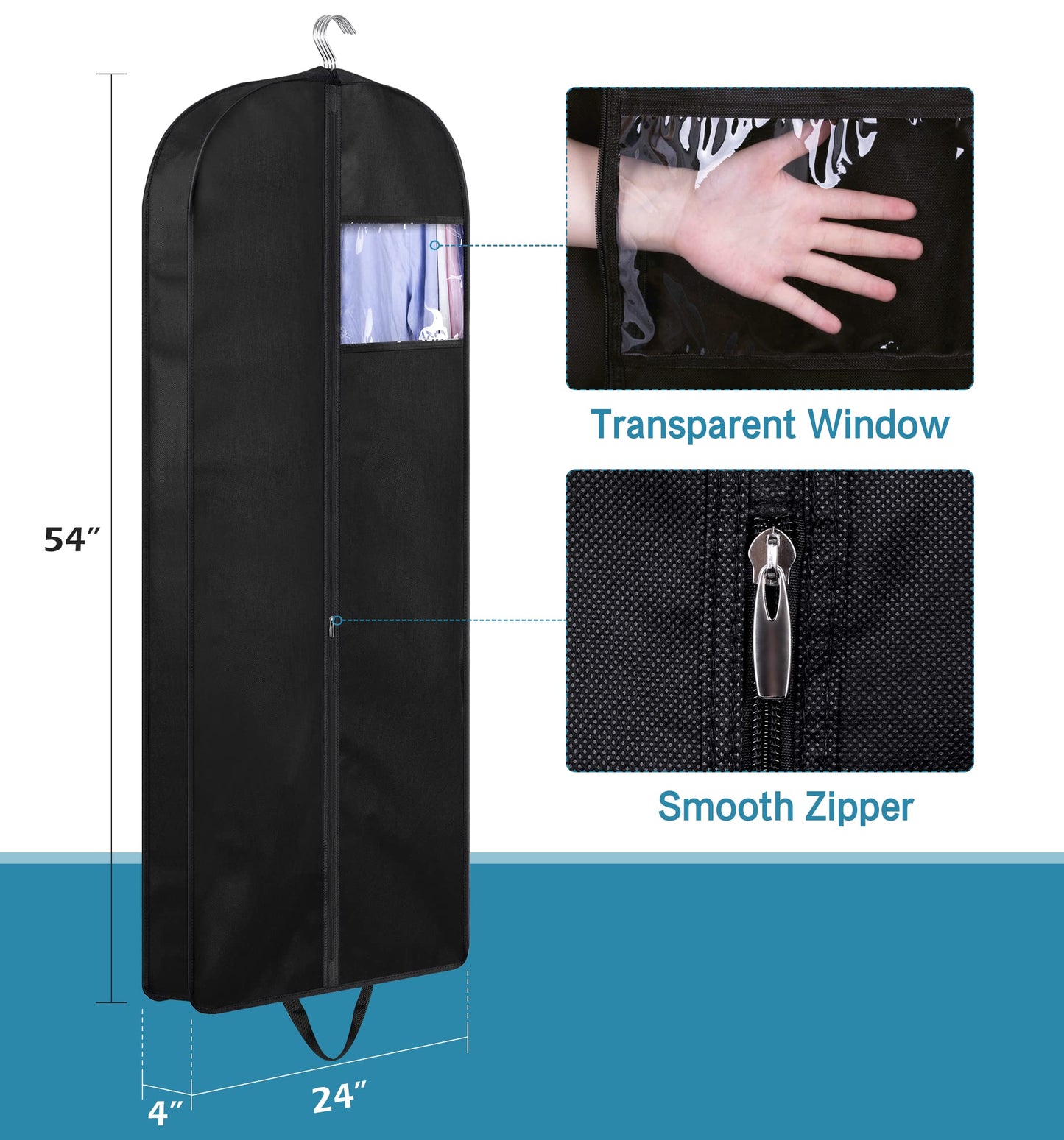 KIMBORA 54" Garment Bag for Travel, Gusseted Suit Bags for Men With Handle Garment Bags for Hanging Clothes Storage Suit Cover for Dress, Coats, Jackets, Shirts