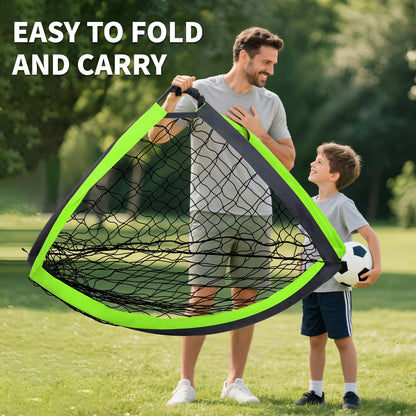 2 Set Kids Soccer Goals for Backyard with Training Equipment, 5×3 Portable Foldable Practice Nets with Ball, Dice & Mat, Cones, Air Pump and Carry Bag for Toddler Youth Outdoor Sports Game