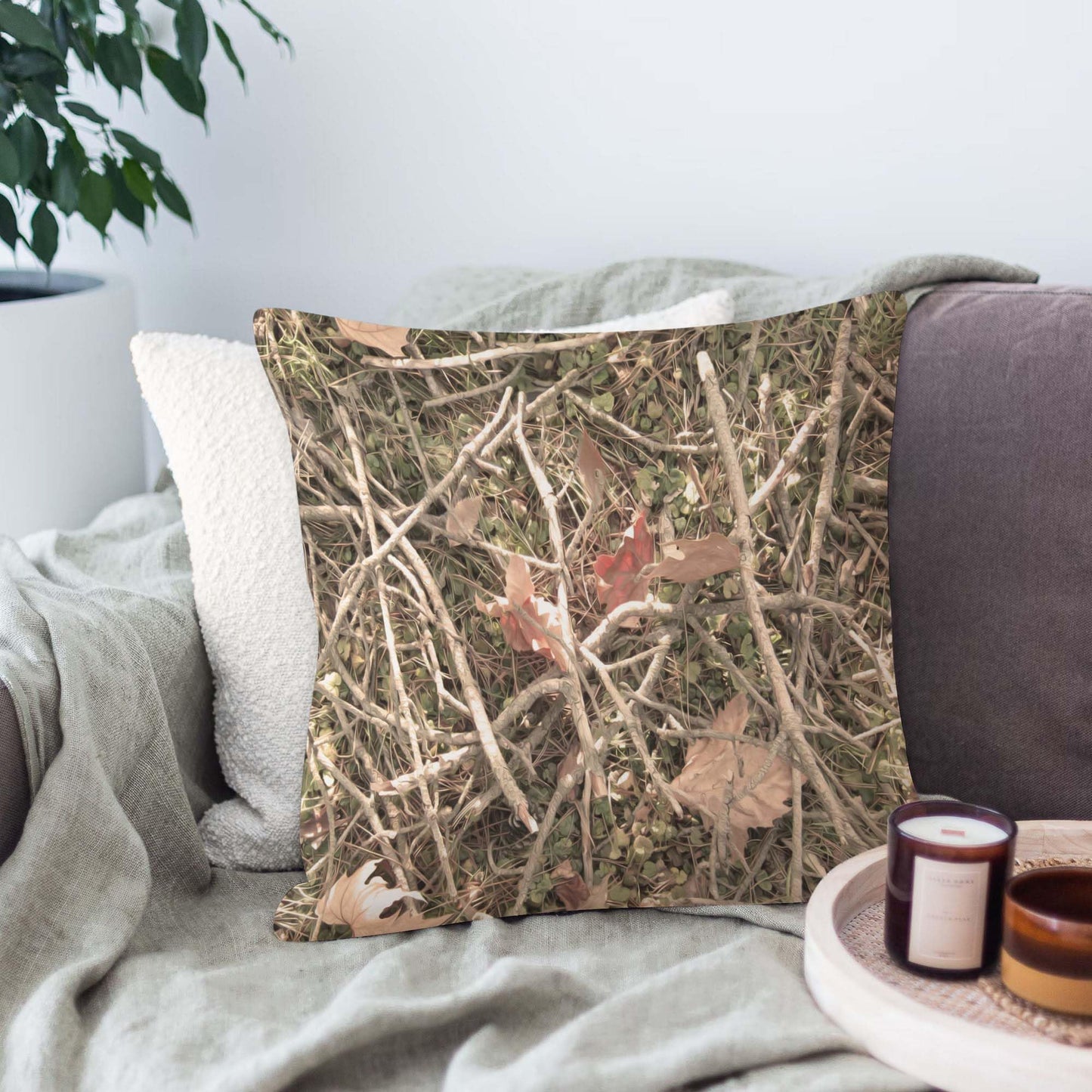 Jiaopenyou Throw Pillow Cover 20x20 Inch,Camouflage Camo Forest Throw Pillow Case,Home Decor Cushion Covers for Sofa Living Room Couch Bed