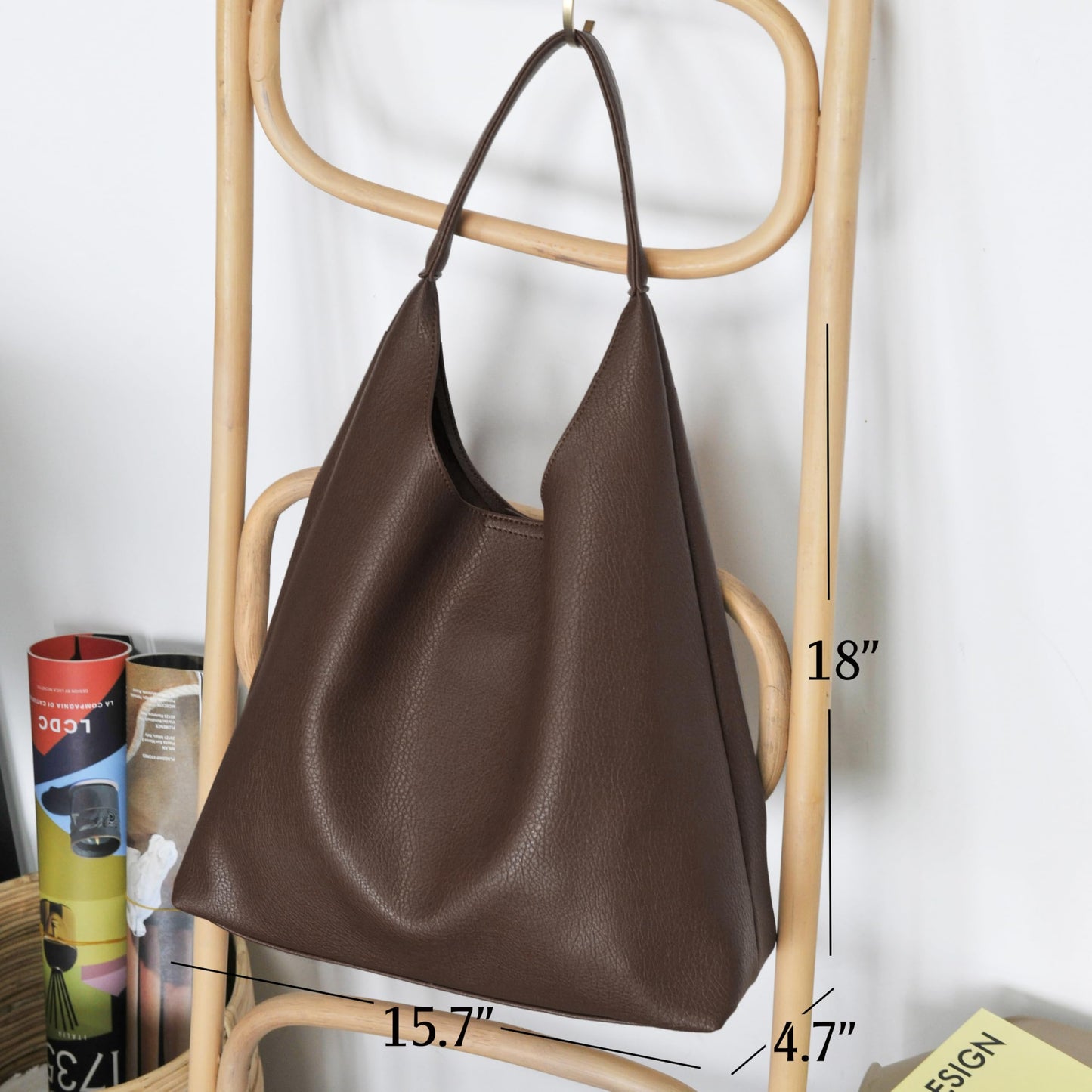 Hobo Bags for Women Soft Vegan Leather Shoulder Handbag Slouchy Tote Purses (Coffee)