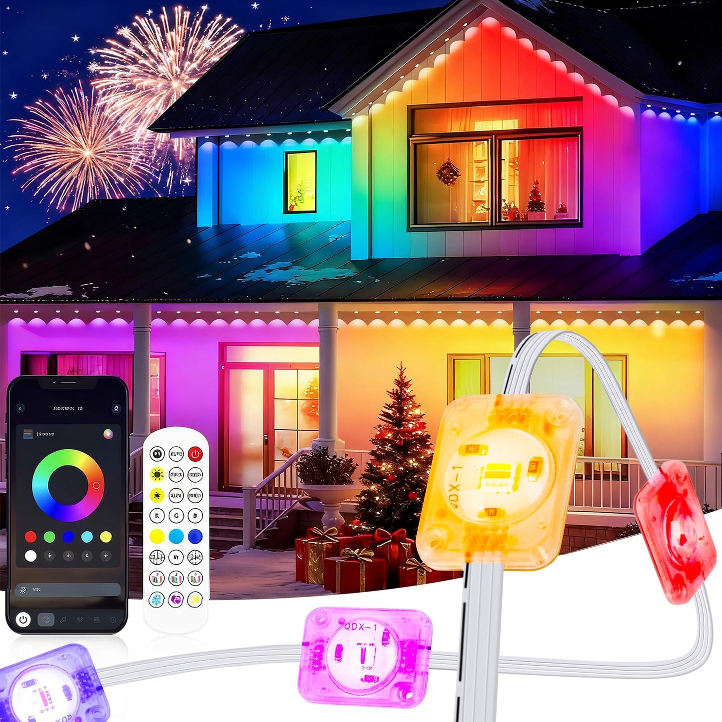 CCILAND 50Ft Permanent Outdoor Lights, 30 LED Eternity RGB&IC Smart Eaves Lights with Remote App 209 Scene Modes IP67 Waterproof for Christams, Party Decor