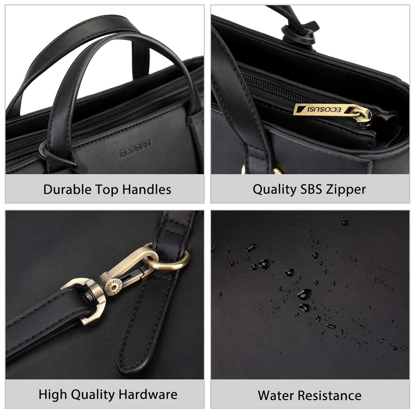 ECOSUSI Tote Bag Convertible Backpack Purse for Women Vegan Leather Handbag Multifunction Shoulder Bag for 14", 13L