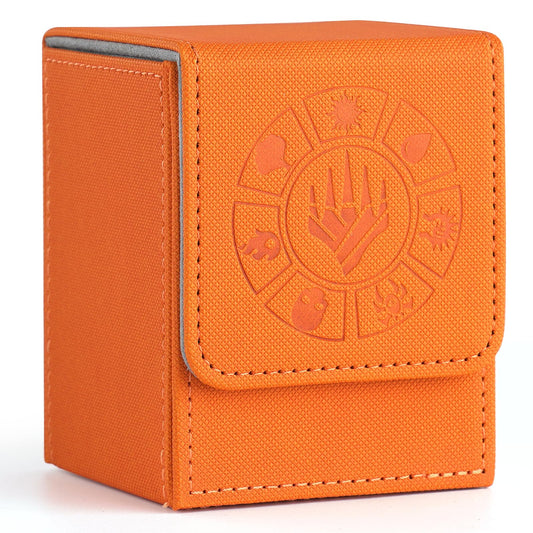 Arkeiliy Card Deck Box, 110+ Storage MTG Deck Box with 50 Pcs Card Sleeve, Collectible Trading Card Cases for Magic Commander and More (Orange)