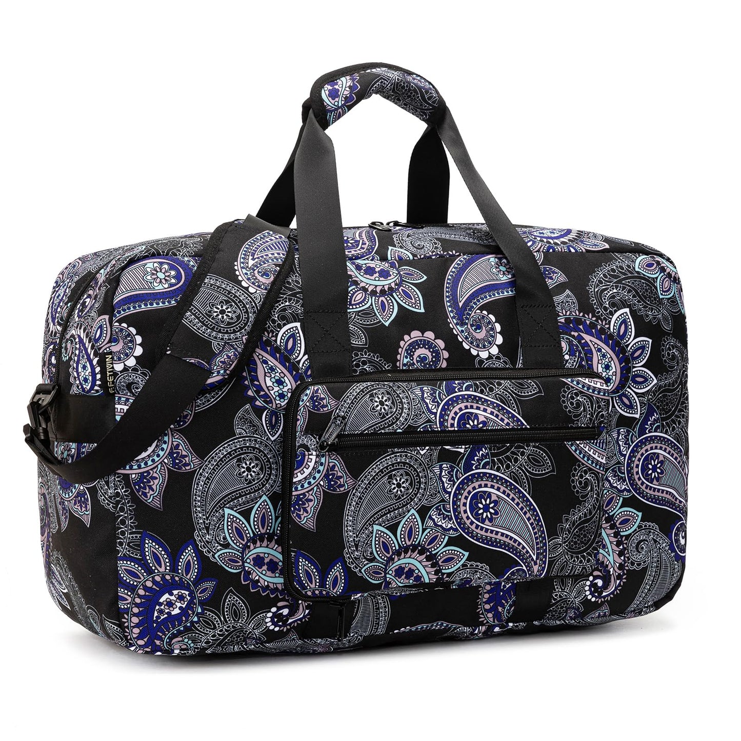 F.FETIVIN Weekender Bag Carry On Travel Duffle Bag Medium Overnight Bag for Women(Black Paisley)
