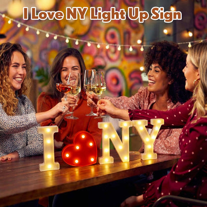 Ganeen New York Party Decorations I Love Ny Light up Letters LED Letters Sign for Nyc Theme Party Birthday Home Tabletop Decor Christmas Supplies Xmas Gift