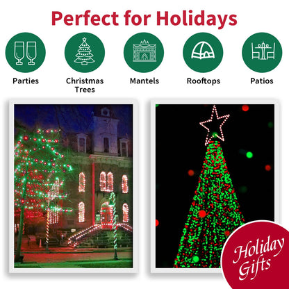 LAMPHOME Super-Bright Extendable Christmas Lights Decoration 100 Lights 19.6ft UL Certified Mini Bulb String Lights for Outdoor Christmas Tree Garden Party Patio Garland Decor (Red+Green)