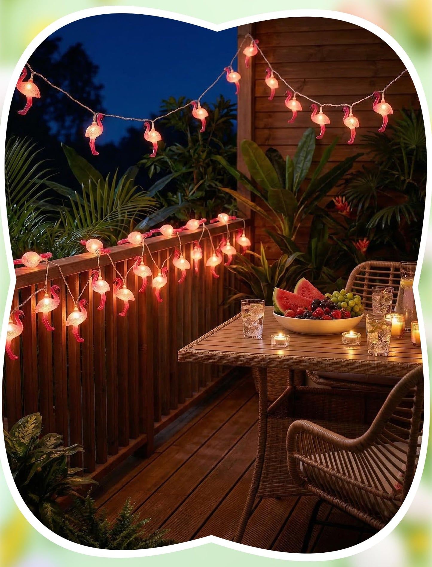 8.5Ft Pink Flamingo String Lights Plug in, Summer Decorative String Lights with 10 LED Flamingo Decor Lights, Tropical Beach Light Waterproof for Bedroom Patio Hawaiian Tiki Luau Party Summer Decor