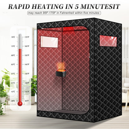 TaTalife Upgraded Hot Air Sauna, 1 or 2 Person Sauna Tent, 1500W & 159°F Portable Dry Wind Saunas, with 660nm Red Light, 2 Folding Chairs, X-Large Full Size Indoor SPA Tent for Body Recovery（110V）