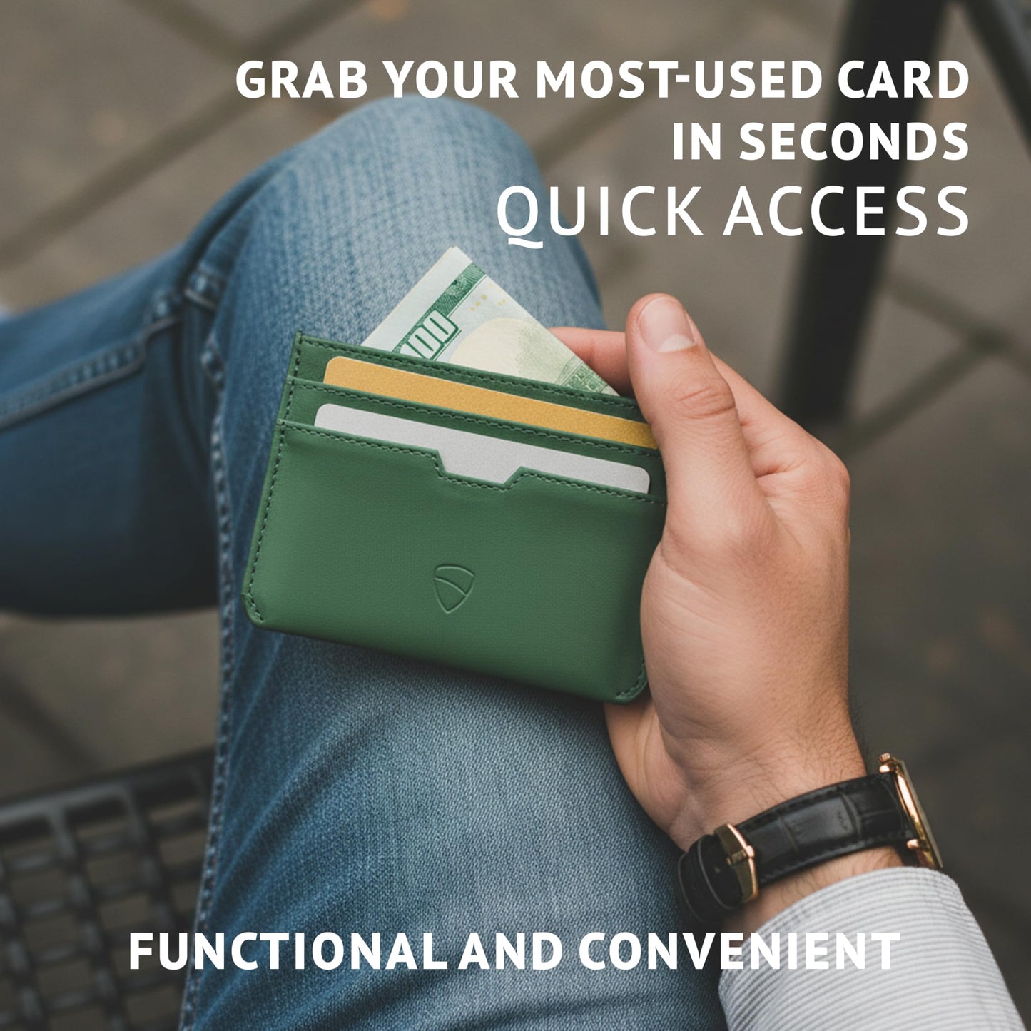 Vaultskin MOORGATE Slim Card Holder – Minimalist Leather Wallet with RFID Blocking, Front Pocket Credit Card Case for Men & Women (Hunter Green)