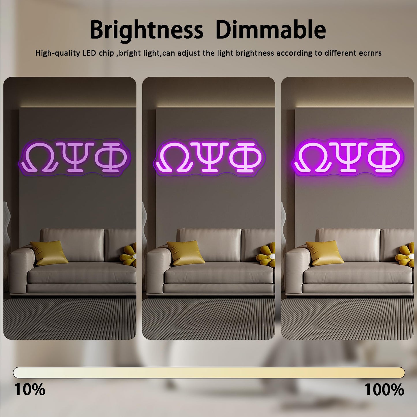 Psi Phi Fraternity Neon Signs for Wall Decor,Dimmable Led Greek Lettering Psi Phi Decor,USB Powered Fraternity Gifts for Man Cave Kids Room Bedroom Bar Birthday Gifts(11.8 * 4in）