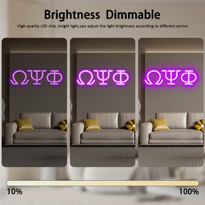 Psi Phi Fraternity Neon Signs for Wall Decor,Dimmable Led Greek Lettering Psi Phi Decor,USB Powered Fraternity Gifts for Man Cave Kids Room Bedroom Bar Birthday Gifts(11.8 * 4in）