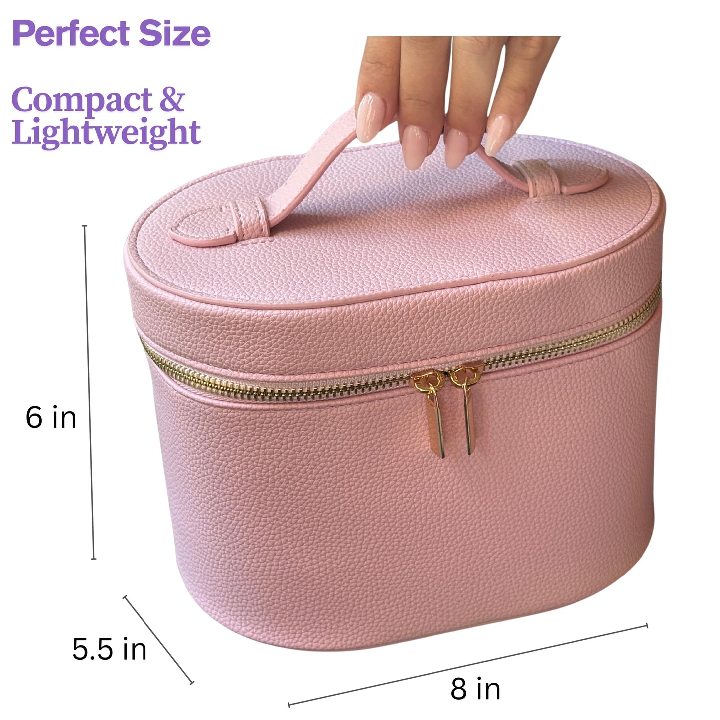 JAZD Vanity Case Makeup Bag with Removable Organizer Divider, Travel Toiletry Cosmetic Organizer for Women (BROWN)