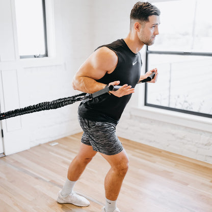 Resistance Cords - Shoulder and Core Resistance Bands - Perfect for Dynamic Warmups and Rehab - Deluxe Pair of 2 Black 7lbs Cords and 2 Universal Handles - 4KOR Fitness