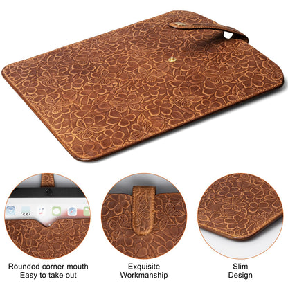 Thryxop Genuine Leather Tablet Sleeve for iPad Pro 11‘’/Air 10.9‘’/Magic Keyboard & Galaxy Tab S9/S9 FE | Slim Protective Case (Fits Devices up to 11") - Brown