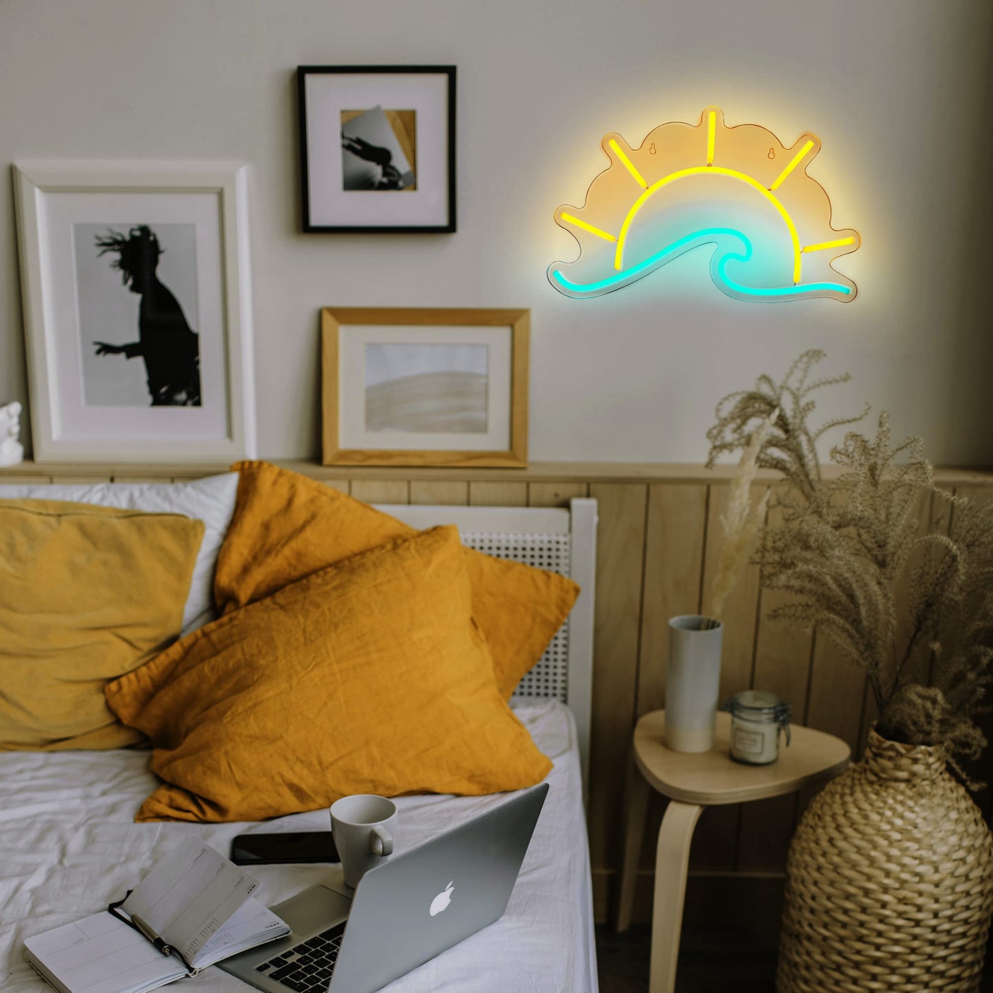 Sunset Sunrise Neon Sign Sun On The Sea Neon Light Sunrise Wave Neon Signs for Wall Decor Bedroom,Living Room,Kitchen Decor Led Neon Sign