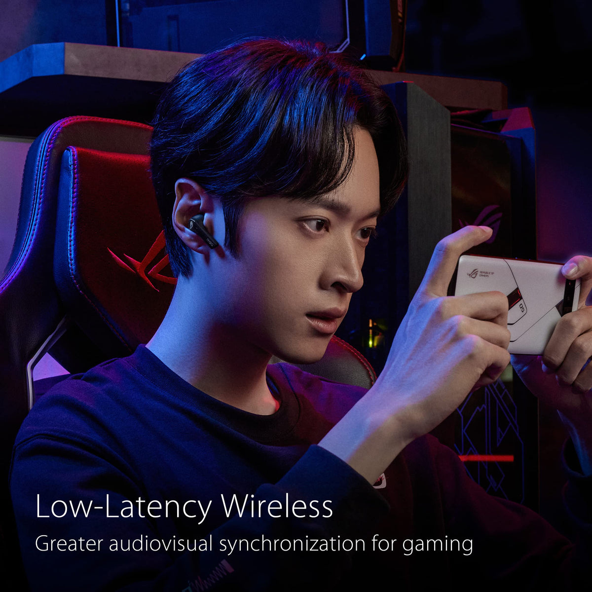 ASUS ROG Cetra True Wireless Gaming Earbuds – Bluetooth, Low-Latency, ANC Noise Cancelling, Touch Control, IPX4 Water Resistant, 27Hr Battery, Wireless Charging, for PC, Mobile, Switch, Ally/X - Black