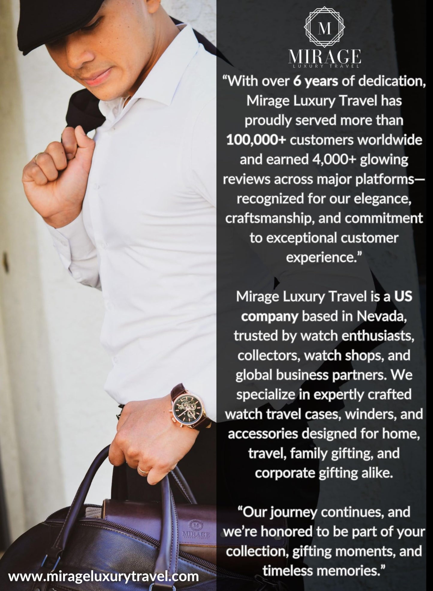 Leather Watch and Jewelry Travel Case for Men – Cufflink and Watch Band Travel Case Organizer – Coffee Brown Swiss-Motif Genuine Leather