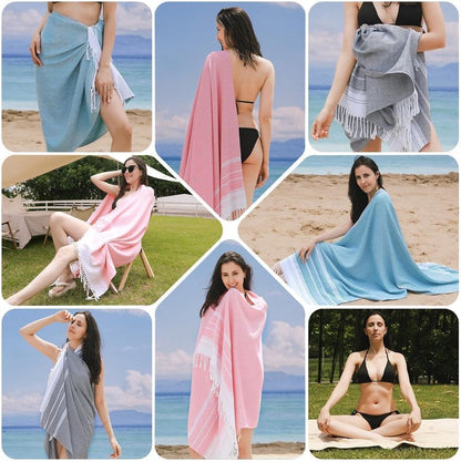 Oversized Turkish Beach Towels Set - Quick Dry, Sand-Free | 74"x38" Extra Large Travel & Camping Essentials