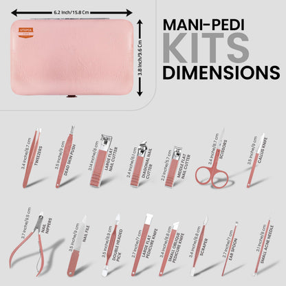Utopia Care Nail Clippers Professional Nail Kit or Manicure Kit for Women and Men, Stocking Stuffers or Groomsmen Gifts 16Pcs Pedicure Set for Fingernail, Toenail Clippers with Travel Case