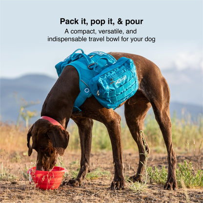 Kurgo Collapsible & Portable Travel Dog Bowl for Food & Water | Portable Water for Dogs | Food Grade Silicone Collapsible Dog Bowl | Pet Travel Accessories | BPA Free | Holdsup to 24 oz | Red