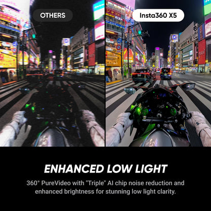 Insta360 X5 - Waterproof 8K 360° Action Camera, Leading Low Light, Invisible Selfie Stick Effect, Rugged and Replaceable Lens, 3-Hour Battery, Built-in Wind Guard, Stabilization, Triple AI Chip Design