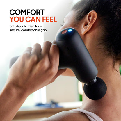 Sharper Image PowerBoost Core Mini Massage Gun [2026 Version] Deep Tissue Percussion Massager with 6 Speeds for Back & Full Body Muscle Pain Relief, Portable with 4 Attachments & Carry Pouch