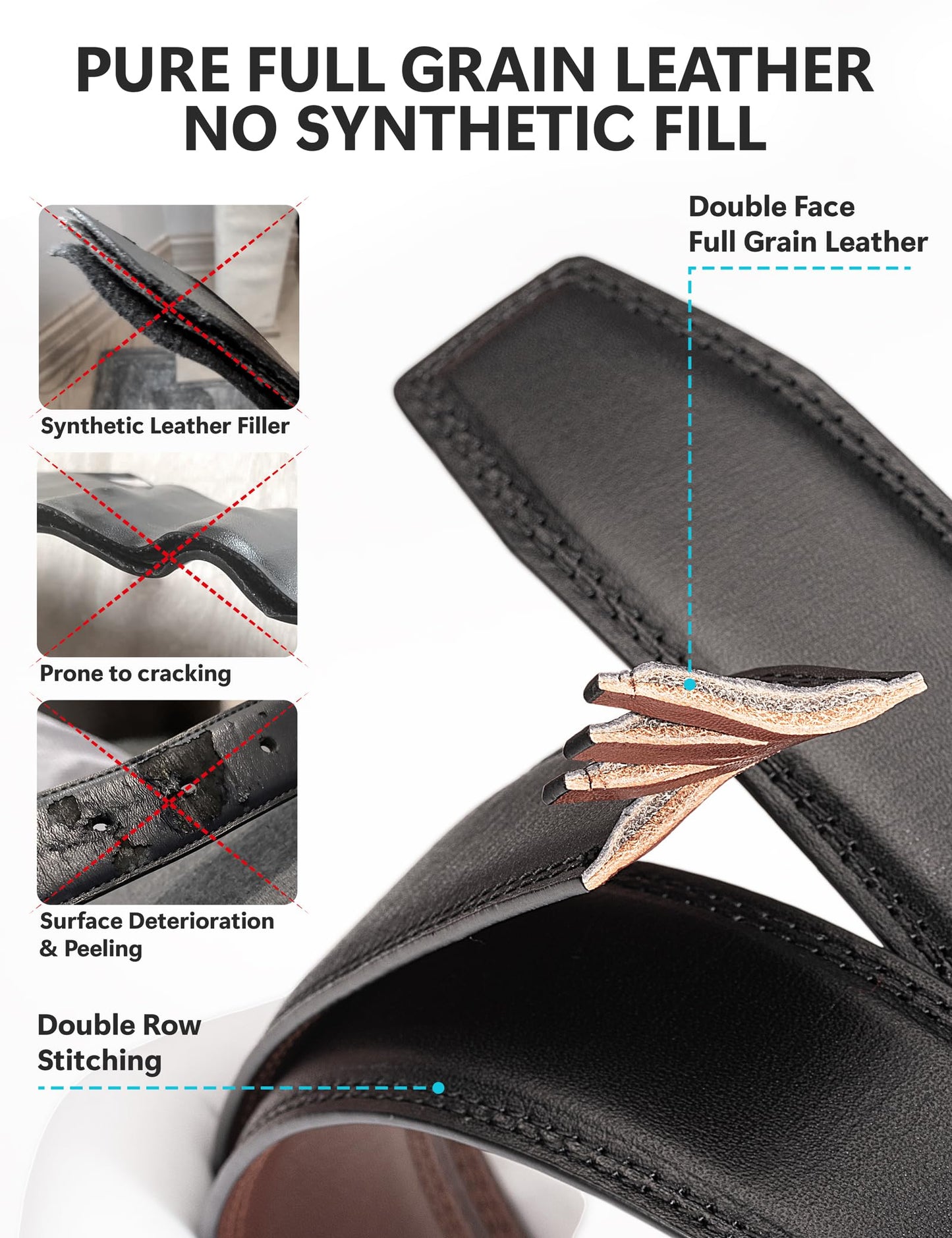 wolksprong Mens Reversible Dress Belt–2-in-1 Double Face Full Grain Leather with Swivel Buckle, No Plastic Core–Gift Box (Black+Brown, 36(Fit Pants Size 34))