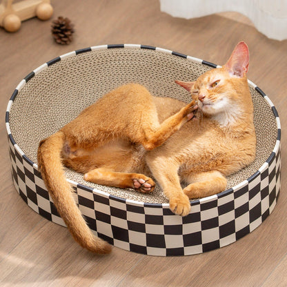 Conlun Cat Scratcher Cardboard,2 in 1 Oval Cat Scratch Pad Bowl for Indoor Kitty Grinding Claw,Round Kittens Scratching Board Corrugated Lounge Pet Beds&Furniture Protector for Couch&Carpets&Sofas