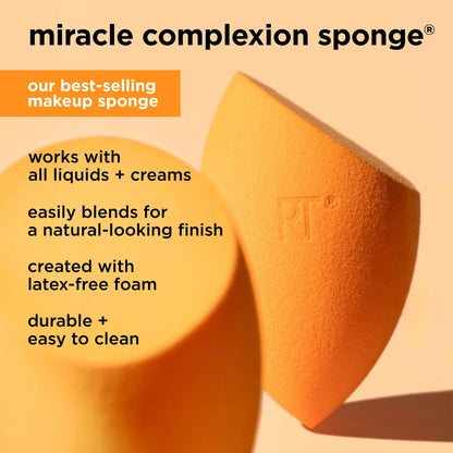 Real Techniques Iconic Blend + Set Makeup Sponge Duo, Makeup Blending Sponges, For Liquid, Cream, & Powder, Cloud Skin, Powder Sponge & Foundation Sponge, Latex-Free, Vegan & Cruelty Free, 2 Count