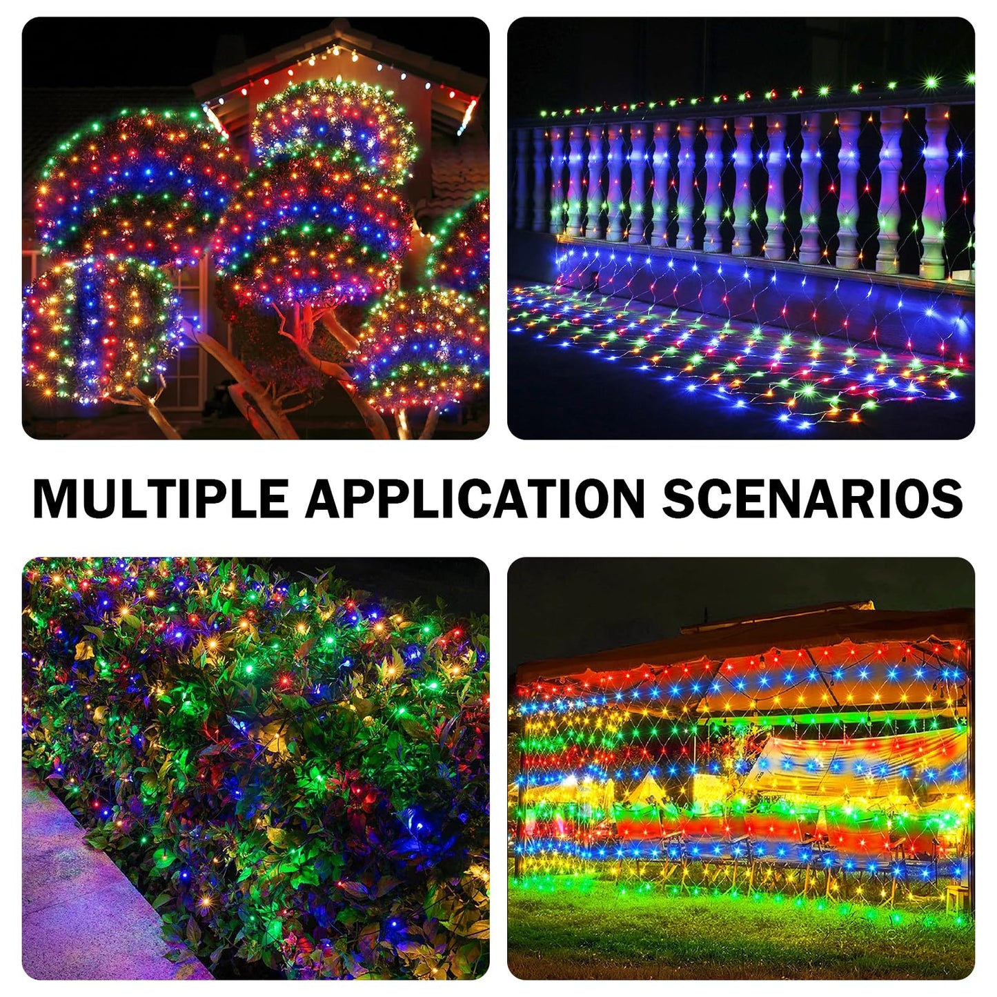 HeKation Christmas Net Lights Outdoor, 200 Led Christmas Bush Lights with 8 Modes, 6.6ft x 9.8ft, Timer, Connectable, Waterproof