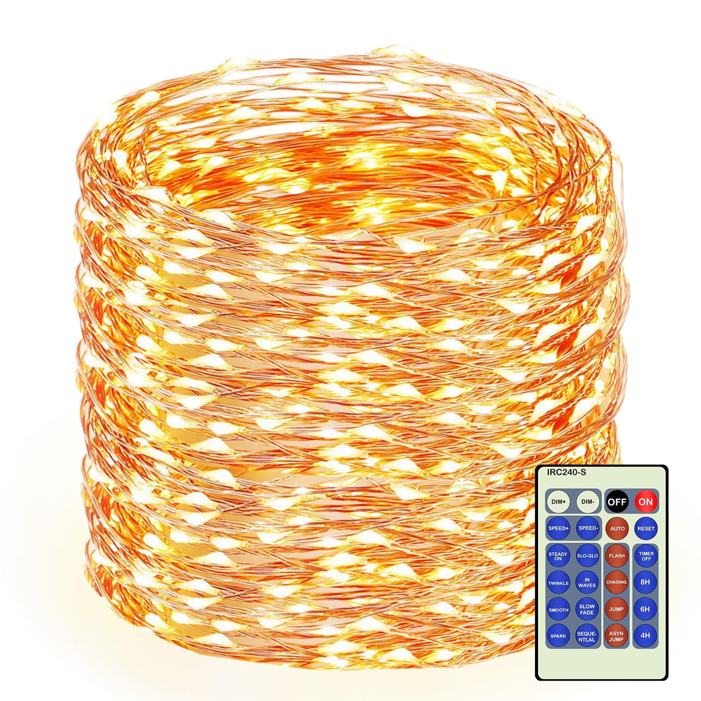 Decute 164FT 500LED Christmas Fairy String Lights Dimmable with Remote Control Copper Wire Starry Lights with UL Cerficated Decorative for Party Wedding Bedroom Christmas Tree Warm White