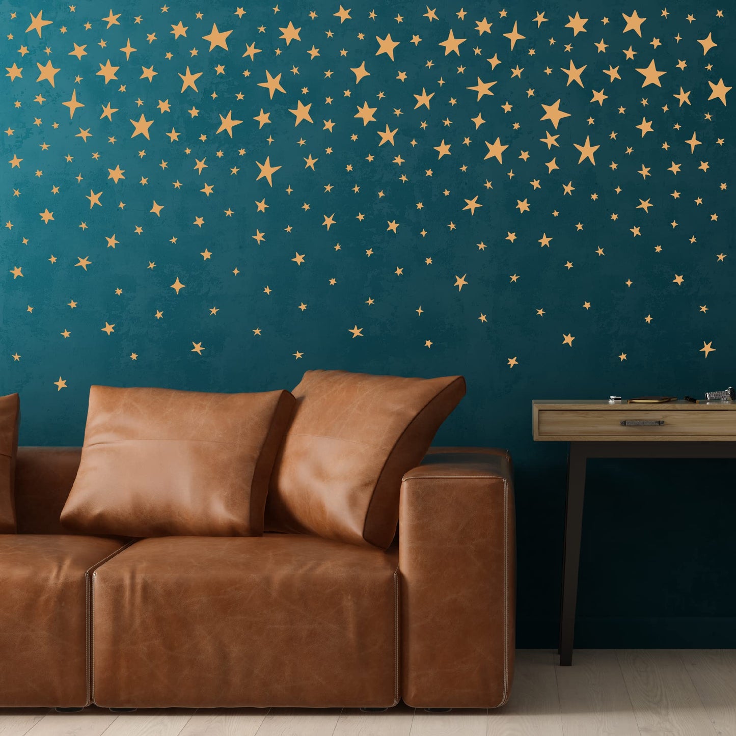SHYJSHYJ 244 Pcs Metallic Gold Vinyl Stars Wall Decals, Peel and Stick Celestial Sparkles Wall Stickers for Nursery Bedroom Livingroom Whimsical Home Wall Art Decor