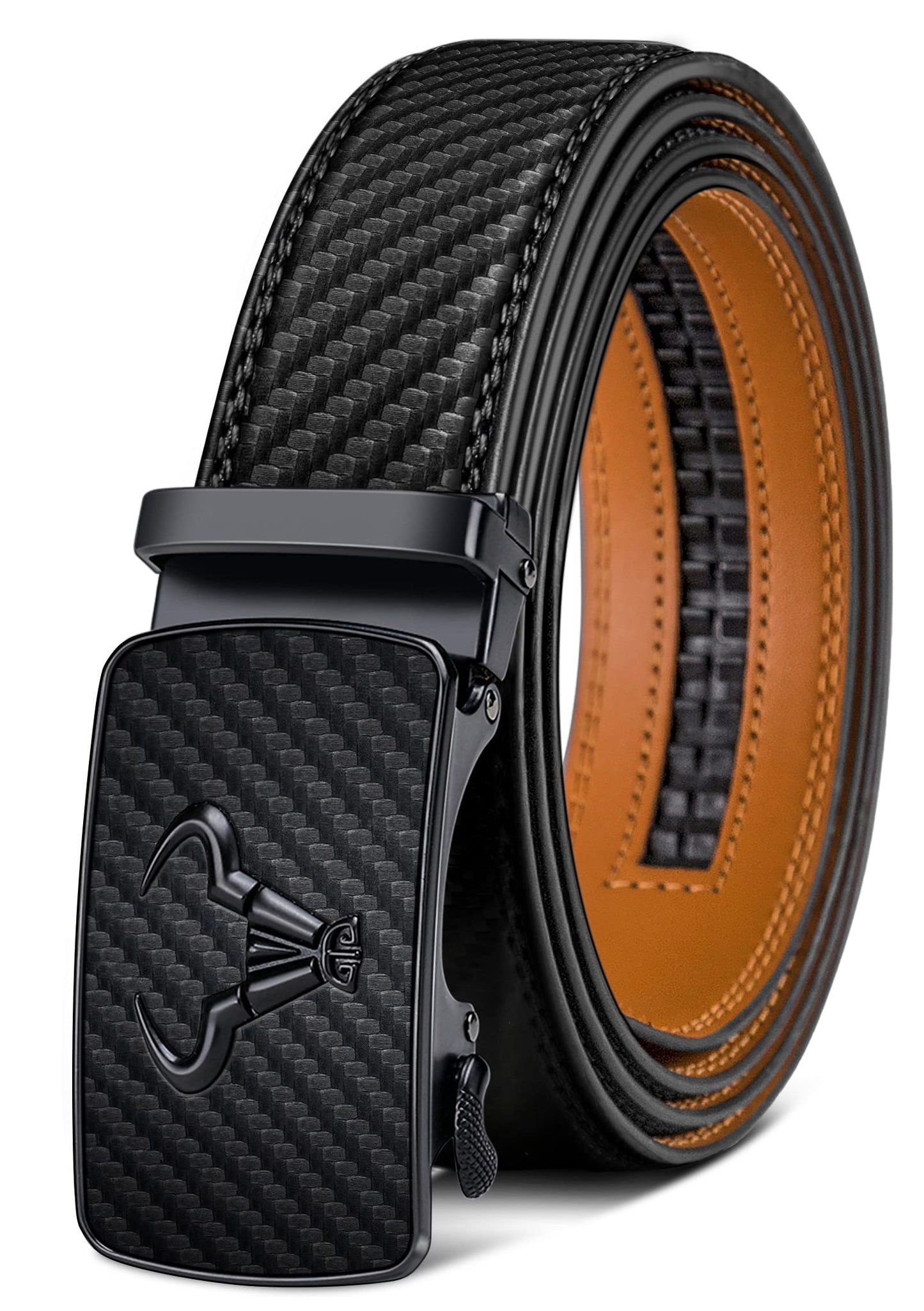 BULLIANT Men's Belt,Brand Ratchet Belt Of Genuine Leather For Gift Men Dress,Size Customized(Black,38"-44" Waist Adjustable)