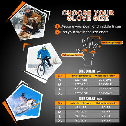 Winter Warm Snow Ski Gloves for Men Women Waterproof Running Cycling for Cold Weather, Thermal Windproof Material and Touch Screen Finger for Driving Snowboarding