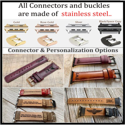 HARDISTON Watch Bands Compatible with Apple 44mm for men & women, Handmade Genuine Leather, Compatible with iWatch Series 11 10 9 8 7 6 5 4 3 2 1 SE Ultra, Large/Band-Brown