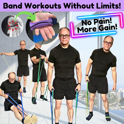 Bandles™ - True Ergonomic Resistance Band Handles | Unleash the Full Potential of Pain-Free, Full-Body Workouts | Durable & Comfortable for High-Intensity Training (2 Handles) (Purple, Standard)