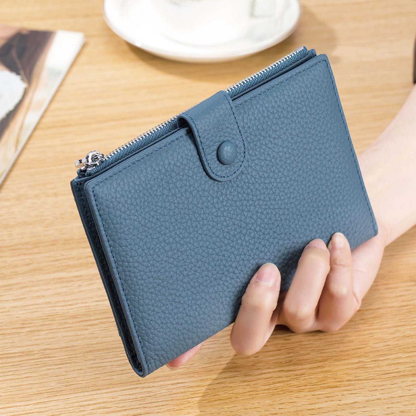 RFID passport holder for travel, Leather Passport Wallet for Women with Zippered Coins Pocket and SIM Slots, Passport Cover Case for Travel