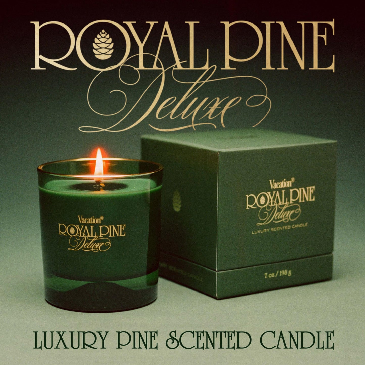 Vacation Royal Pine Scented Soy Candle, 7 Ounces - Pine Candle for Winter Home Decor, 70-Hour Burn, Gift for Women