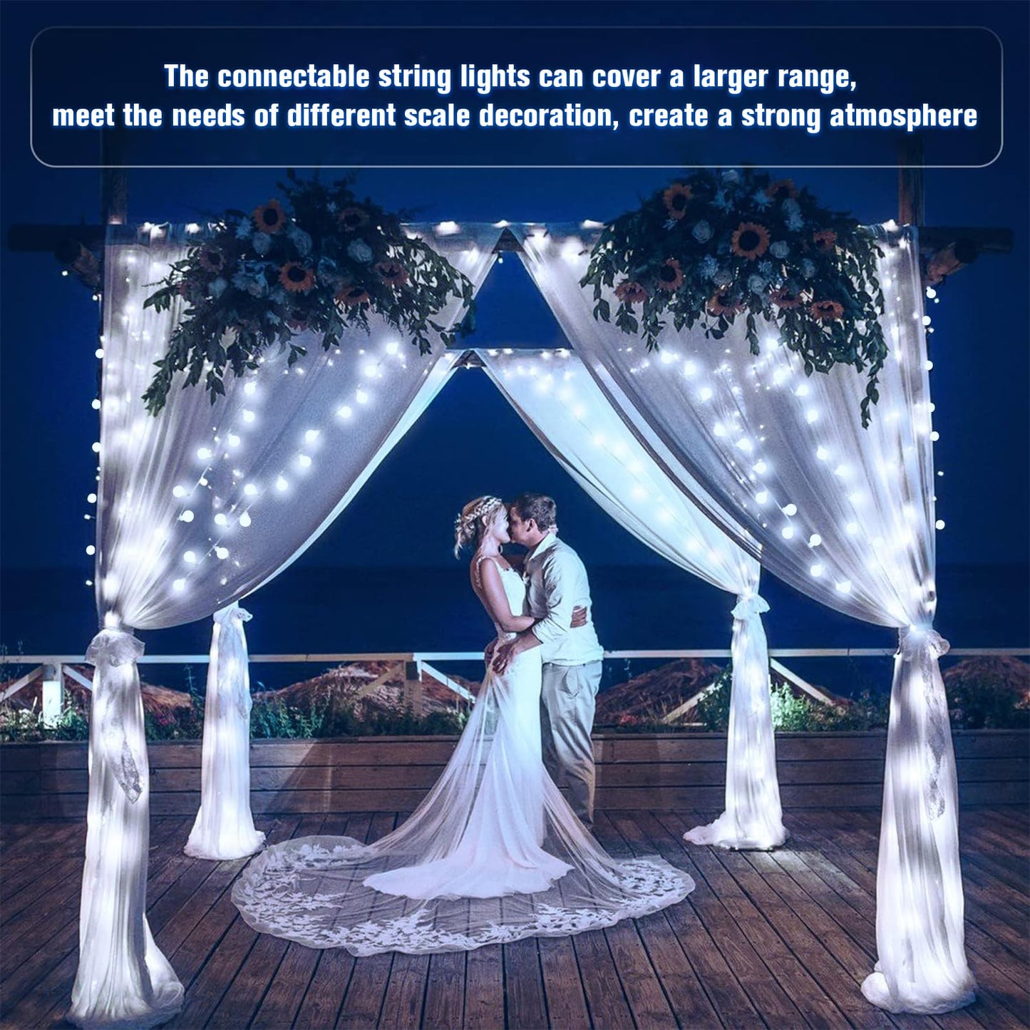 JMEXSUSS 100 LED White String Lights Indoor, Connectable Globe String Lights Plug in with Remote, 33 ft 8 Modes Christmas Fairy Light Outdoor for Bedroom Room Mirror Party Holiday Valentines Decor