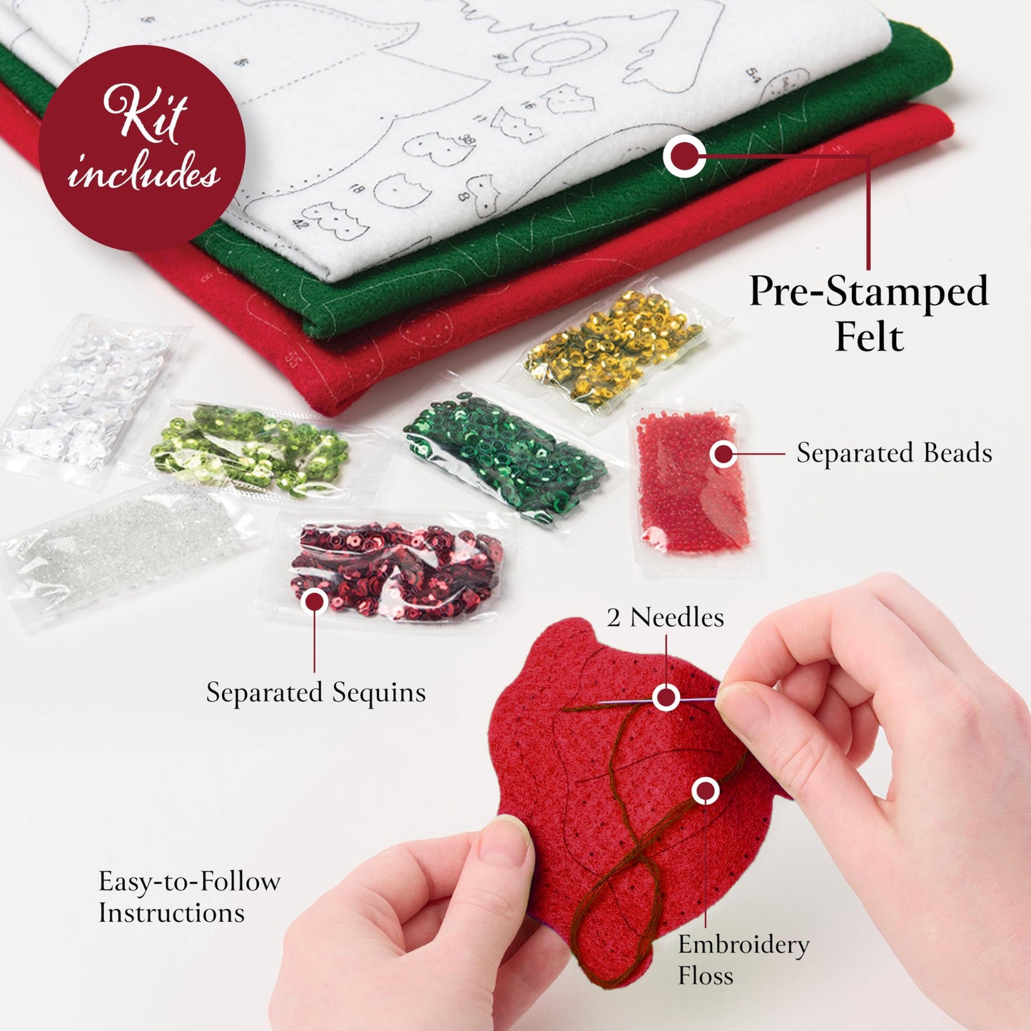 Bucilla Felt Applique 18" Stocking Making Kit, Christmas Nativity, Perfect for DIY Arts and Crafts, 89531E