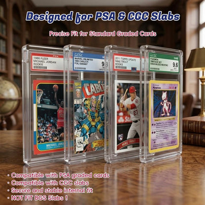 PSA Slab Display Case – 1inch Thick Acrylic Graded Card Display Case with Magnetic Lid, Clear Slab Protector Compatible with PSA & CGC, Card Slab Case for Graded Cards
