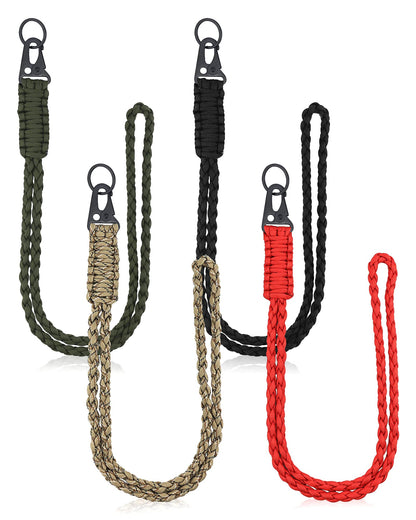 YETOOME 4 Pieces Heavy Duty Neck Lanyard Keychain for Men Women Outdoor Survival, Parachute Rope Necklace Keychains with HK Clip Key Ring for ID Card Badge Holder, Camera, Wallet and Keys