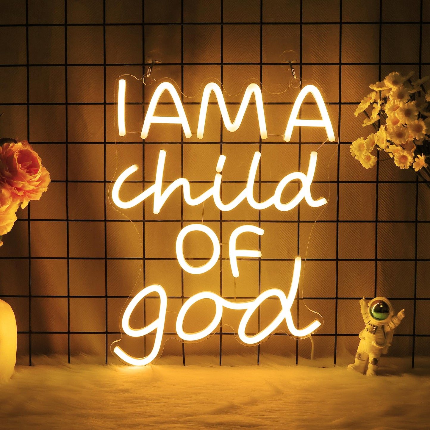 CoolGift Mart Divinely-Inspired Neon Sign - 'I Am a Child of God' Wall Art for Spiritual Home Decor | Inspiring Light for Bedroom, Nursery, or Worship Space