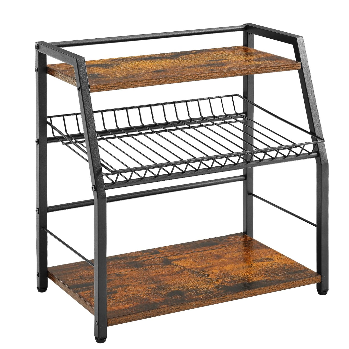 YIYYZI Kitchen Countertop Organizer, Snack Organizer Candy Display Stand Coffee Station Organizer, 3 Tier Wooden Counter Storage for Soda Cans Condiment Tea, for Pantry Office Bathroom, White (Black)