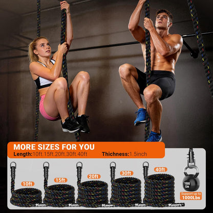 Brobantle Climbing Rope Gym Workout - 1.5 Inch Diameter 15FT Heavy Duty Thick Rope Work Out Exercise Ropes for Adults or Kids Home Indoor & Outdoor Fitness and Strength Training