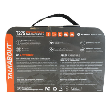 Motorola Solutions, Portable FRS, T210, Talkabout, Two-Way Radios, Rechargeable, 22 Channel, 20 Mile, Black W/Red, 2 Pack