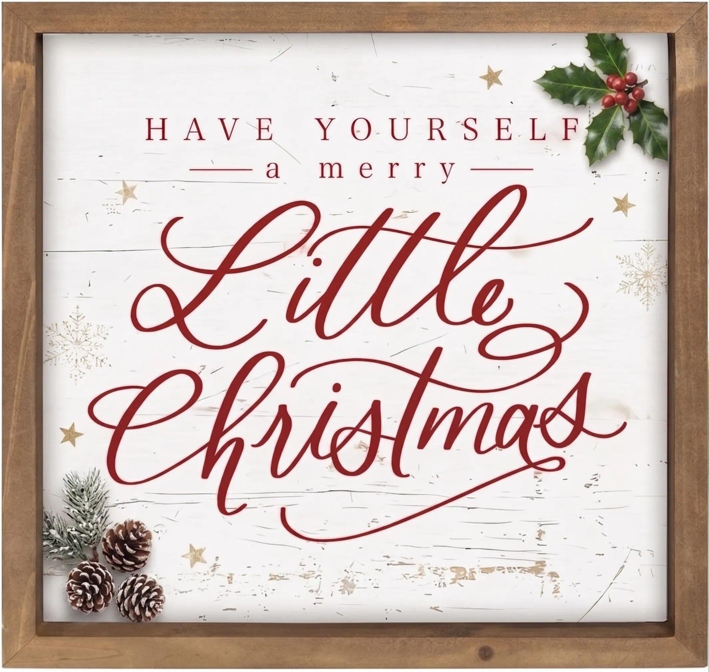flangairy Have Yourself A Merry Little Christmas Sign, 11.8 Inch Wooden Xmas Wall Decor Art, Holiday Decorative Signage Table Shelf Mantel Bedroom Bathroom Rustic Farmhouse Decorations for Home Office