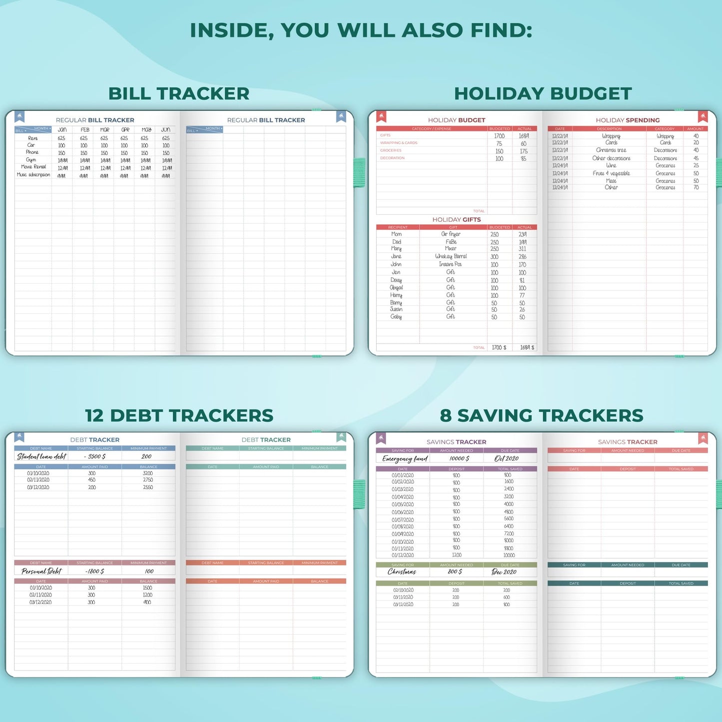 Clever Fox Bi Weekly Budget Planner – Undated Financial Organizer Book – Expense Tracker, Budgeting & Bill Notebook, A5 (Dark Teal)