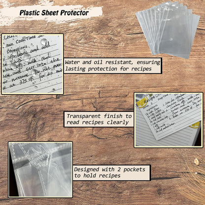 Recipe Binder with Plastic Sleeves, Stand Up Recipe Book Binder for 30 Recipe Cards 4x6, Recipe Organizer Kit Blank Cook Book for DIY Recipe Cards and 15 Clear Sheet Protectors (Sage, for 30 Cards)