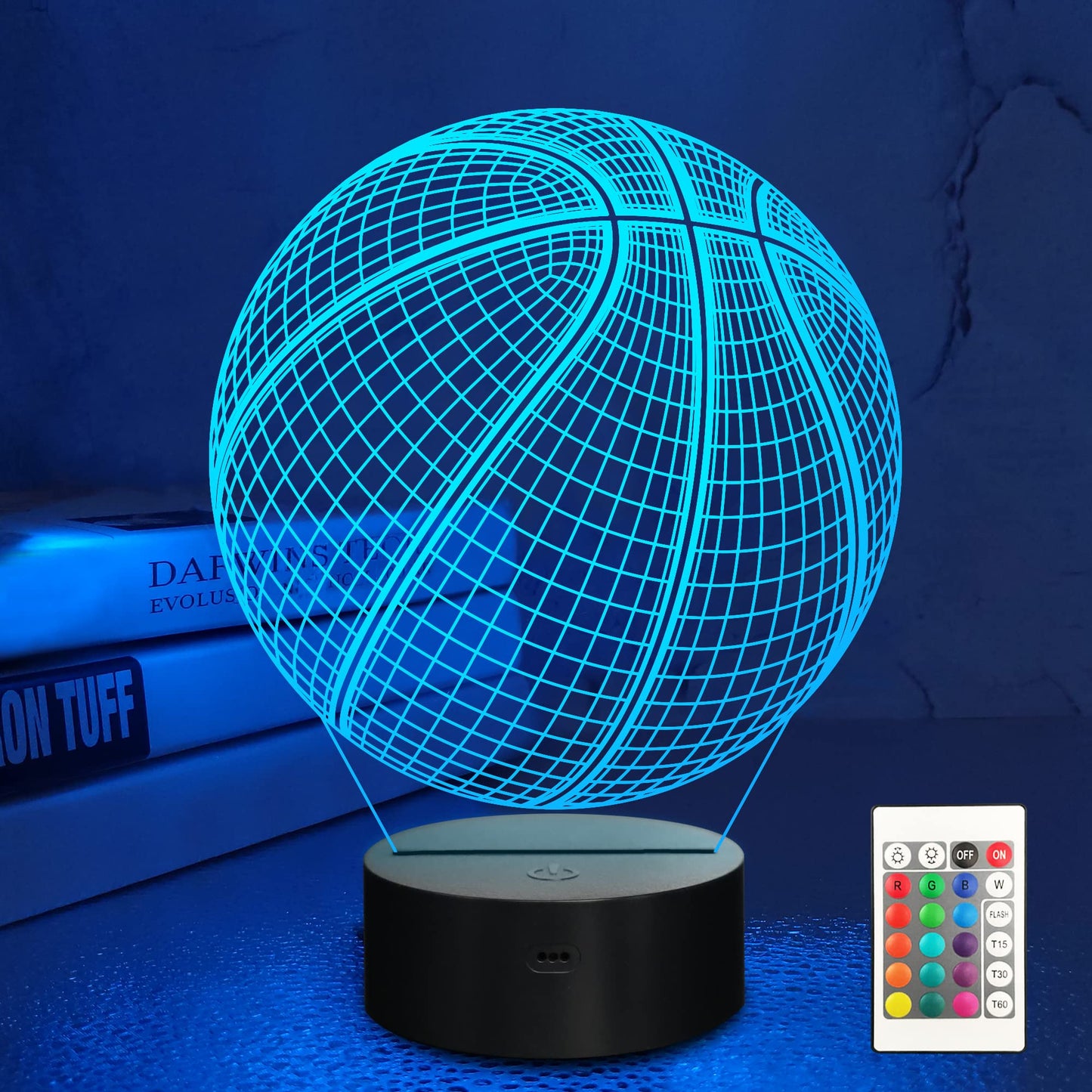 Lampeez Basketball Night Light Kids 3D Optical Illusion Lamp with 16 Colors Changing Remote Control Birthday Xmas Valentine Gifts Idea for Sport Fan Boys Girls